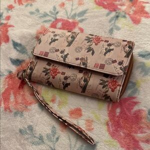 Floral Print Pink Wristlet Wallet